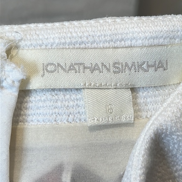 Jonathan Simkhai Womens White Ecru Cut Out Fringe Fitted Skirt SIZE 6 - Picture 3 of 5